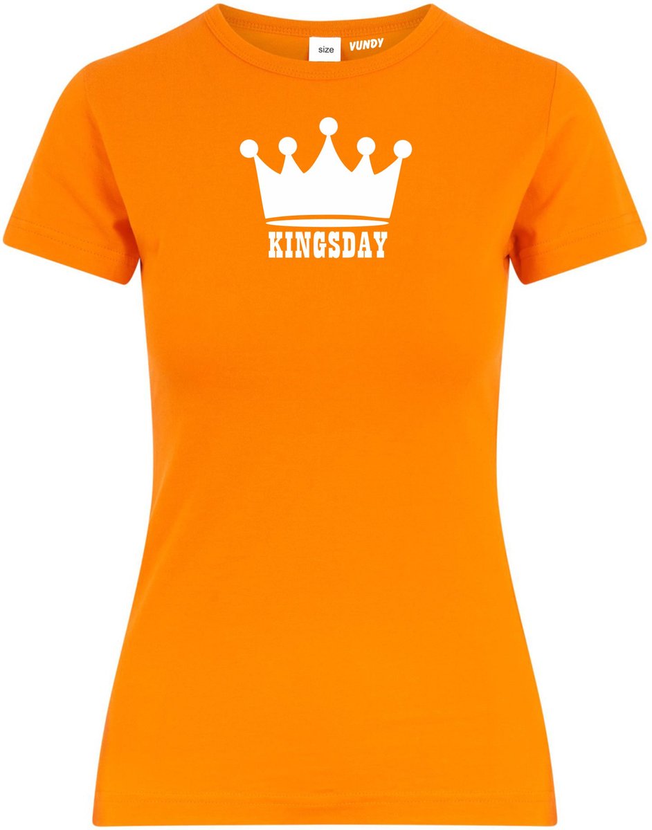 Dames t-shirt Kingsday | oranje koningsdag kleding | oranje t-shirt | Oranje | maat 3XL